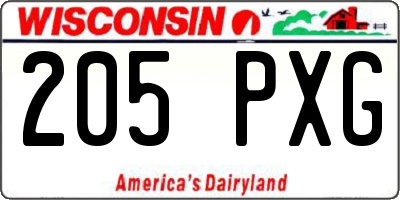 WI license plate 205PXG