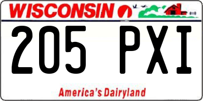 WI license plate 205PXI