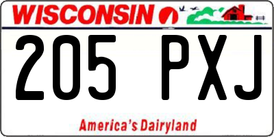 WI license plate 205PXJ