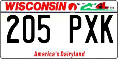 WI license plate 205PXK