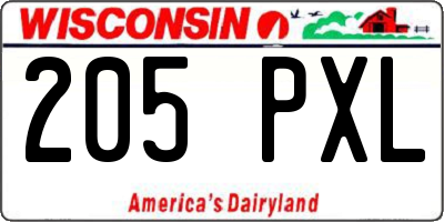 WI license plate 205PXL