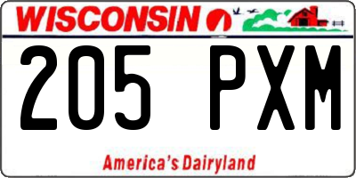 WI license plate 205PXM