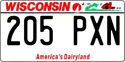WI license plate 205PXN