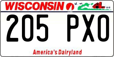 WI license plate 205PXO