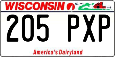 WI license plate 205PXP