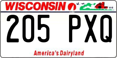 WI license plate 205PXQ