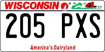 WI license plate 205PXS