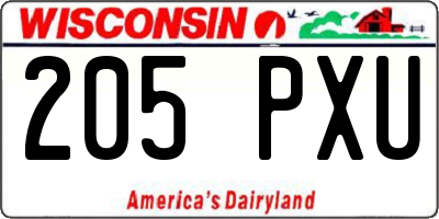 WI license plate 205PXU