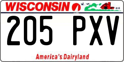 WI license plate 205PXV