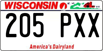 WI license plate 205PXX