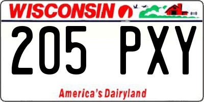 WI license plate 205PXY