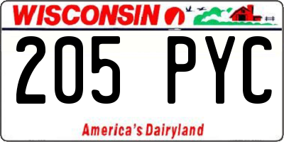 WI license plate 205PYC
