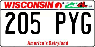 WI license plate 205PYG