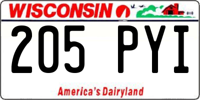 WI license plate 205PYI