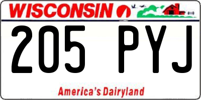 WI license plate 205PYJ