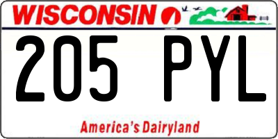 WI license plate 205PYL