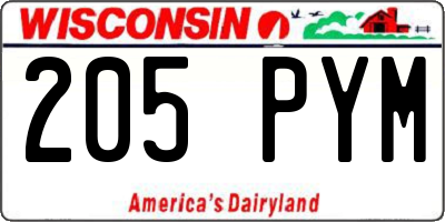 WI license plate 205PYM