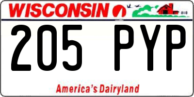WI license plate 205PYP