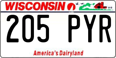 WI license plate 205PYR