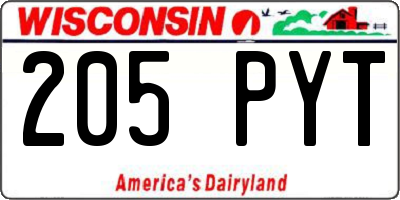 WI license plate 205PYT
