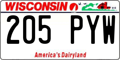 WI license plate 205PYW