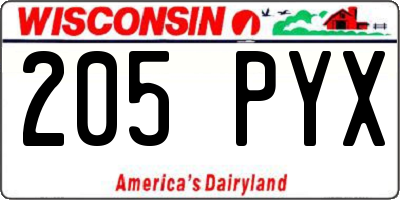 WI license plate 205PYX