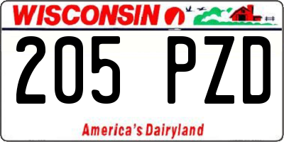WI license plate 205PZD