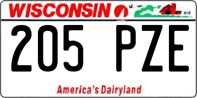 WI license plate 205PZE
