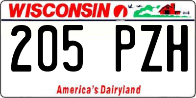 WI license plate 205PZH