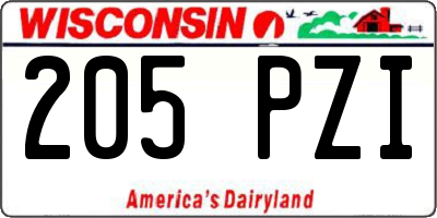 WI license plate 205PZI