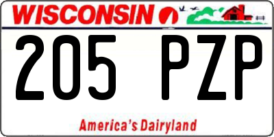 WI license plate 205PZP