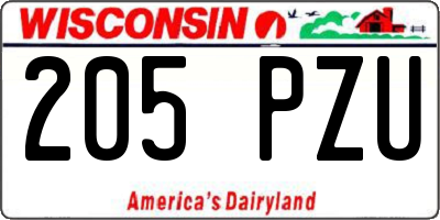 WI license plate 205PZU