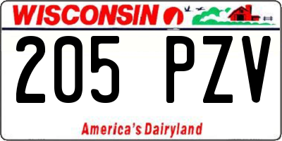 WI license plate 205PZV