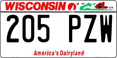 WI license plate 205PZW