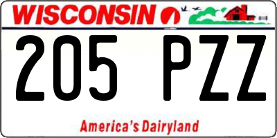 WI license plate 205PZZ