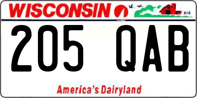 WI license plate 205QAB