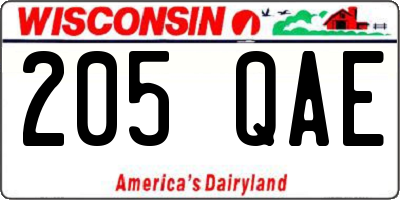 WI license plate 205QAE