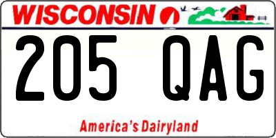 WI license plate 205QAG