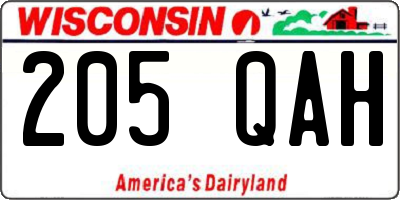 WI license plate 205QAH