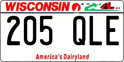WI license plate 205QLE