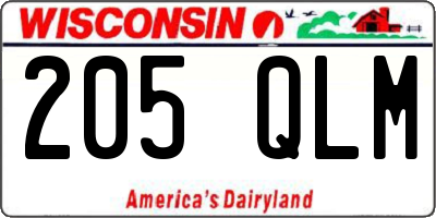 WI license plate 205QLM