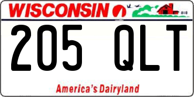 WI license plate 205QLT
