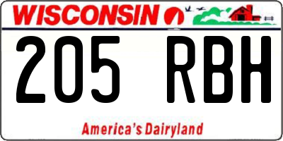 WI license plate 205RBH