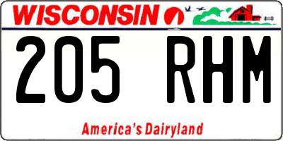 WI license plate 205RHM