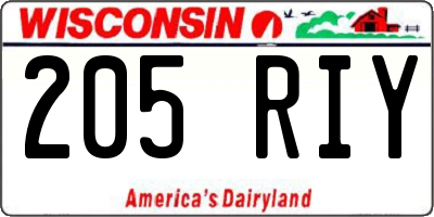 WI license plate 205RIY