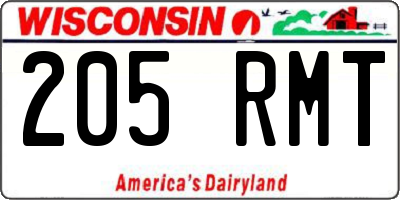 WI license plate 205RMT