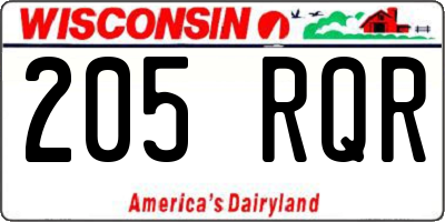 WI license plate 205RQR
