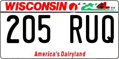 WI license plate 205RUQ