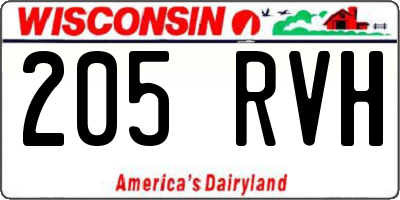 WI license plate 205RVH