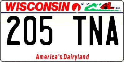 WI license plate 205TNA
